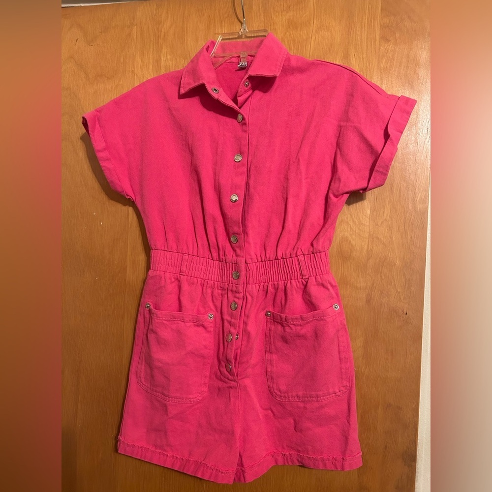 Pink Button-Up Romper - Picture 2 of 4